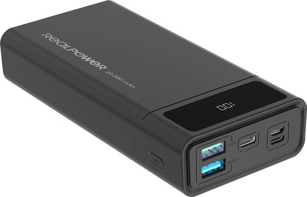 RealPower PB-20k Powerbank 20000 mAh USB PD Lithium  Schwarz Statusanzeige