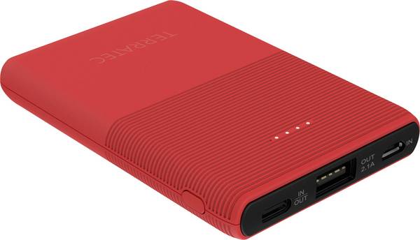 TERRATEC P50 Pocket - Powerbank - 5000 mAh - 2.1 A - 2 Ausgabeanschlussstellen (USB, USB-C)