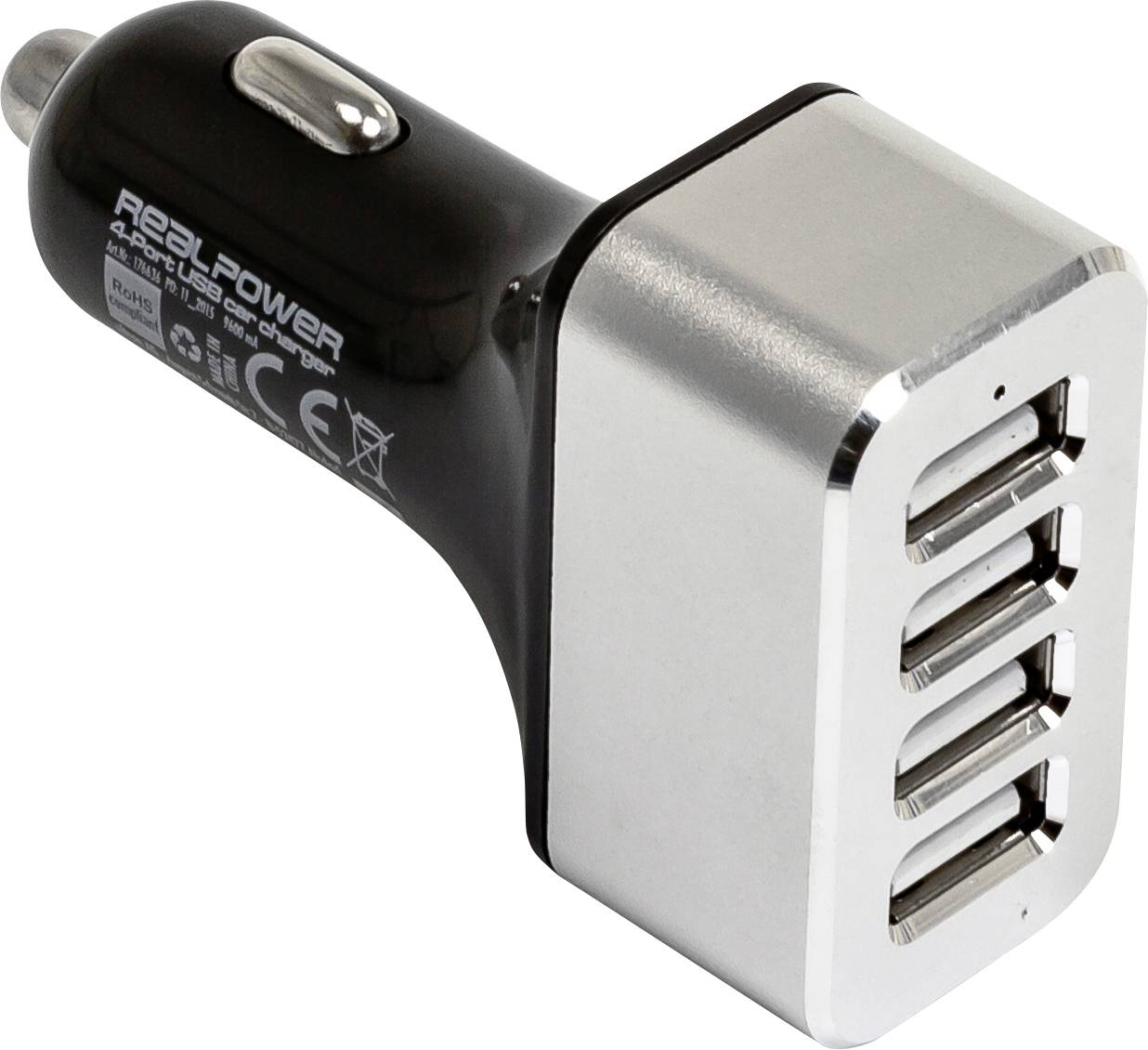 REALPOWER 4-Port USB car charger - Netzteil - Pkw - 2400 mA - 4 Ausgabeanschlussstellen (USB (nur St