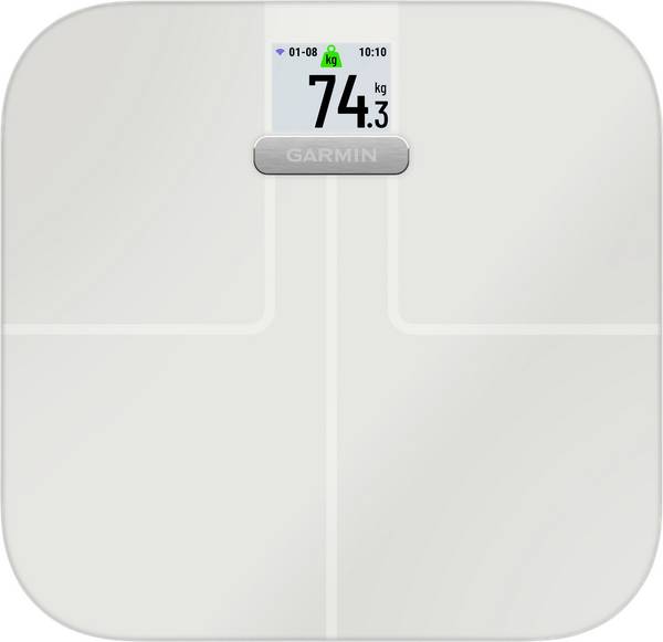 Garmin Index S2 Smart-Waage Personenwaage 010-02294-13 digital Wägebereich (max.)=150 kg Weiß Wetteranzeige