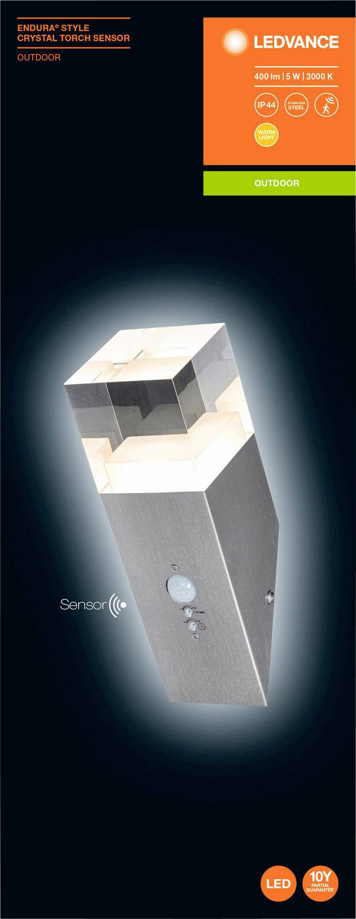 'LEDVANCE LED-Lampe mit Sensor, 400 lm, 5 W, 3000 K, für den Außenbereich.'