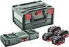 Metabo 685143000 Basic-Set 4x LiHD 10Ah + ASC 145 DUO Werkzeug-Akku und Ladegerät 18 V 10 Ah LiHD