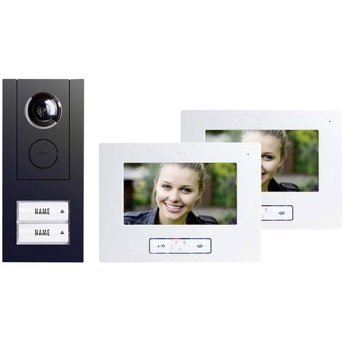 m-e modern-electronics Vistus VD ALU 6720 A Vistus Video-Türsprechanlage Kabelgebunden Komplett-Set 2 Familienhaus Anthr...