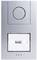 'Name'-Klingelschild mit Taster. Rechteckiges, silbernes Gehäuse, zentraler runder Knopf oben, leeres Feld für Namensbeschriftung darunter.