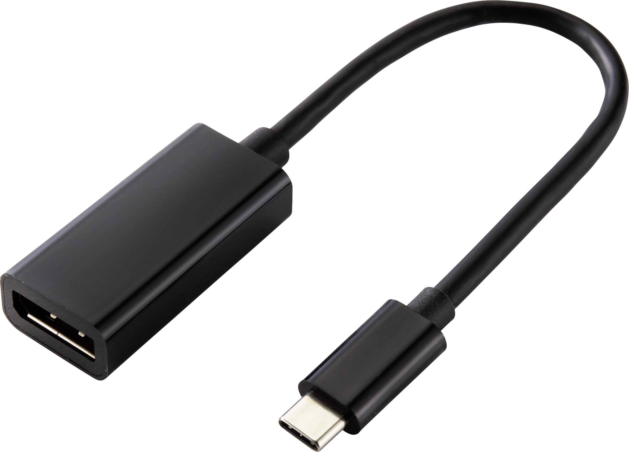 CONRAD Renkforce USB 3.2 Gen 1 (USB 3.0) Adapterkabel 14.00 cm RF-4613070 DisplayPort 1.2 Schwarz [1