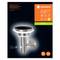 Solarbetriebene LED-Wandleuchte von Ledvance, 6W, 3000K, silbernes Design, mit Bewegungssensor und IP44-Schutz für den Außenbereich.