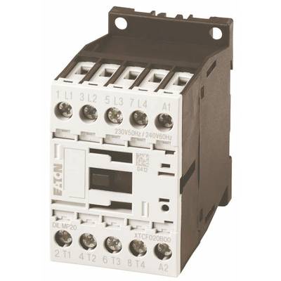 Ein weiß-grauer elektrischer Schütz mit mehrpoligen Anschlüssen, gekennzeichnet mit '230V50Hz/240V60Hz' und 'EATON' an der Seite.