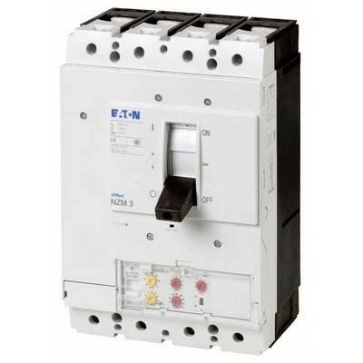 Ein elektrischer Leistungsschalter von Eaton, Modell NZM 3, mit Hebel zum Ein- und Ausschalten und farbigen Kontrollanzeigen.