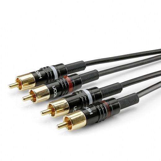 Sommer Cable HBP-C2-0600 Klinke / Cinch Audio Anschlusskabel [2x Cinch-Stecker - 2x Cinch-Stecker] 6.00 m Schwarz