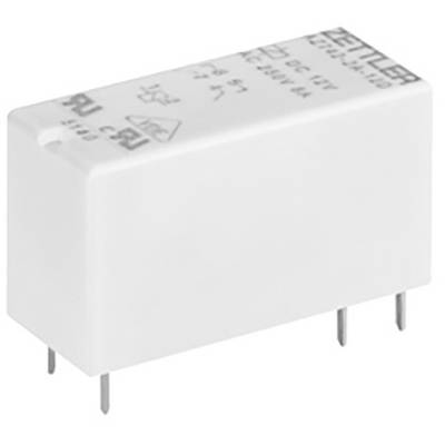 Ein rechteckiges, weißes elektronisches Relais mit vier Steckkontakten, geeignet für DC 12V und 280V max. Erfüllt UL-Sicherheitsstandards.