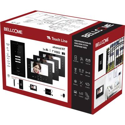 Bellcome Advanced 7" Video-Kit 3 Familie  Video-Türsprechanlage Kabelgebunden Komplett-Set 20teilig Schwarz