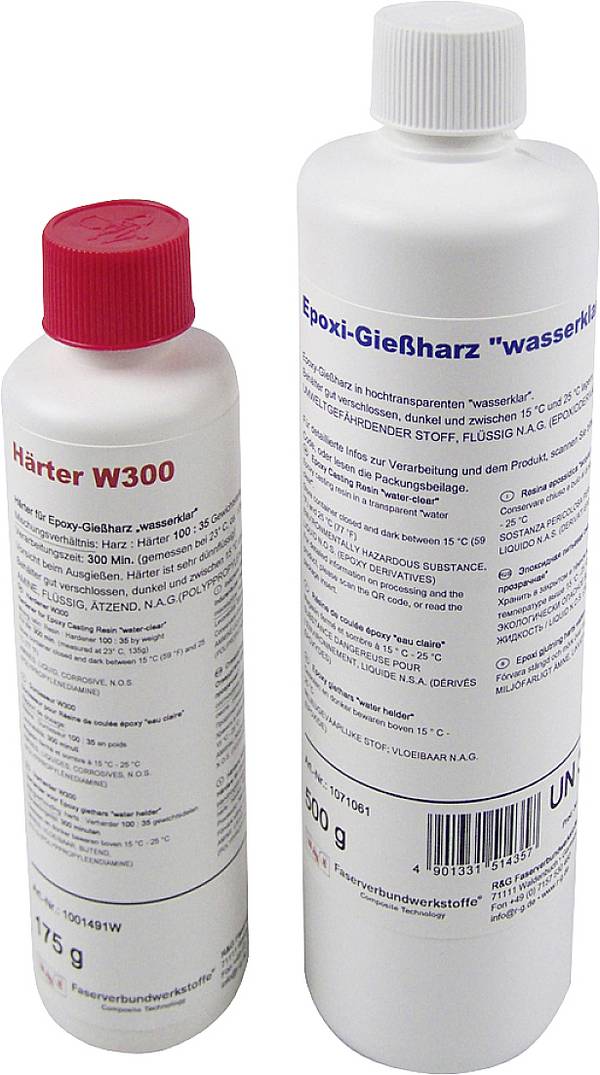 R & G 1071022 Epoxid-Gießharz (wasserklar) 500 g + Härter W300 175 g 1 Set