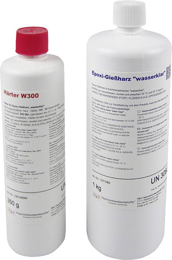 R & G 1071023 Epoxid-Gießharz (wasserklar) 1 kg + Härter W 300 350 g  1 Set