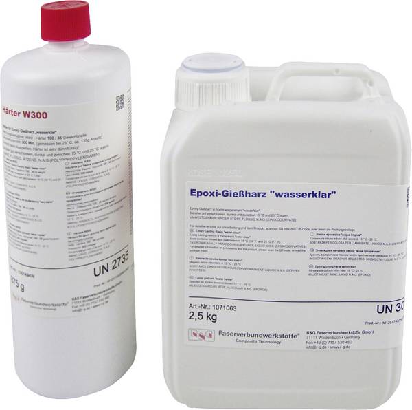 R & G 1071024 Epoxid-Gießharz (wasserklar) 2.5 kg + Härter W300 875 g  1 Set