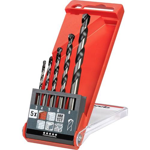 kwb 044300 Chrom-Molybdän-Stahl Beton-Spiralbohrer-Set 5teilig 3 mm, 4 mm, 5 mm, 6 mm, 8 mm Zylinderschaft 1 Set