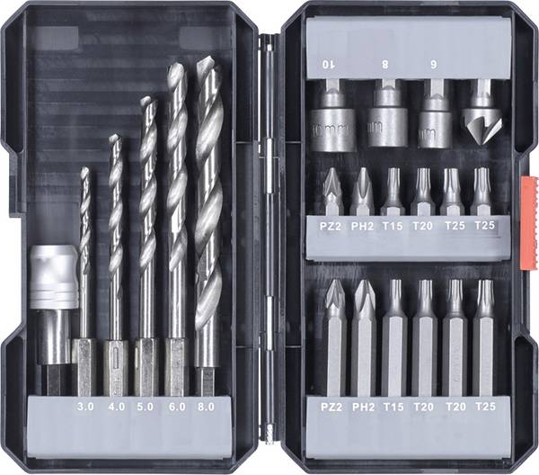 kwb 108805 22teilig Bohrer- und Bit-Sortiment Metall 3 mm, 4 mm, 5 mm, 6 mm, 8 mm