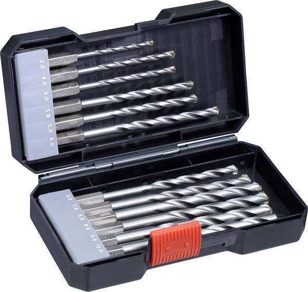 kwb 108840 Werkzeugstahl Stein-Spiralbohrer-Set 12teilig 4 mm, 5 mm, 6 mm, 8 mm, 10 mm, 3 mm, 9 mm Zylinderschaft 1 Set