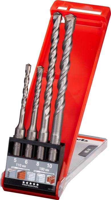 kwb 240500 40CR-Stahl Hammerbohrer-Set 4teilig 5 mm, 6 mm, 8 mm, 10 mm SDS-Plus