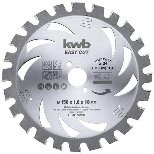 kwb 583338 Hartmetall Kreissägeblatt 150 x 16 x 1.2 mm Zähneanzahl: 24 1 St.
