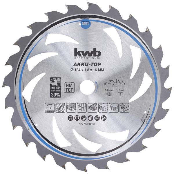 kwb  586154 Hartmetall Kreissägeblatt 184 x 16 x 1.2  Zähneanzahl: 24 1 St.