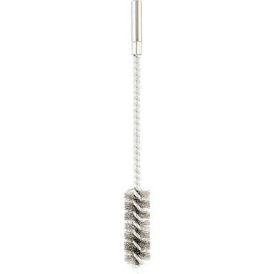 Flaschenbürste aus Metall mit spiralförmigen Borsten und langem Griff. Ideal zum Reinigen von Flaschen und Röhren.