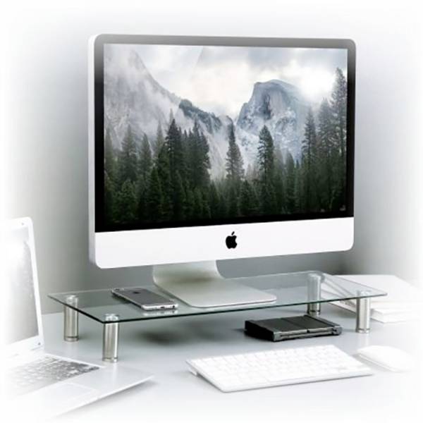 TECHly ICA-MS-461E Monitor-Erhöhung Höhen-Bereich: 80 bis 130 mm Weiß, Transparent