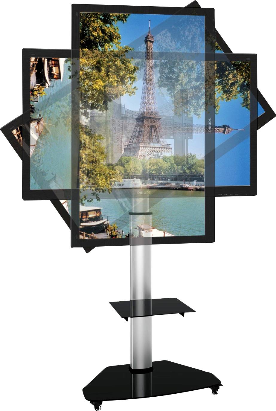 TECHly ICA-TR3SL TV-Rollwagen 94,0 cm (37") - 177,8 cm (70") Rotierbar, Höhenverstellbar Geräteablage-3