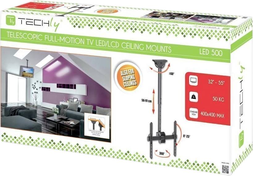 TECHly ICA-CPLB-944S TV-Deckenhalterung 81,3 cm (32") - 139,7 cm (55") Deckenhalter, Neigbar, Schwenkbar-2