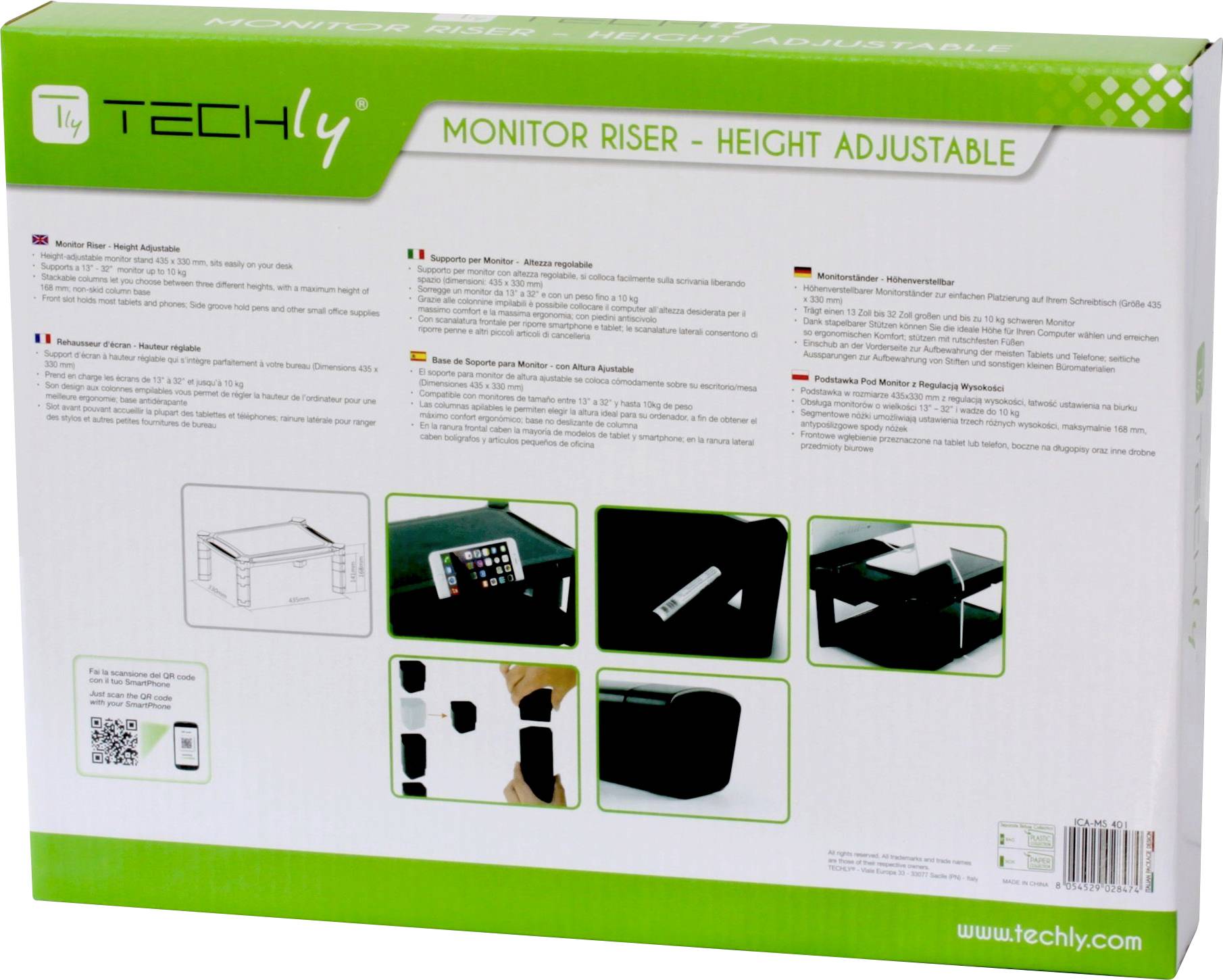 TECHly ICA-MS-401 Monitor-Standfuß 1 Display(s) 33,0 cm (13") - 81,3 cm (32") Mehrfarbig Stand-5