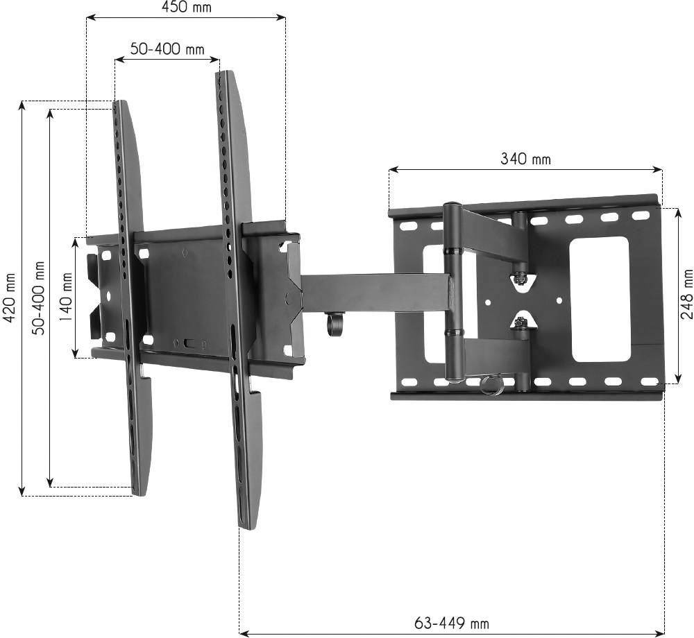 TECHly ICA-PLB-148M TV-Wandhalterung 58,4 cm (23") - 139,7 cm (55") Neigbar, Schwenkbar, Rotierbar Integrierte Wasserwaa-2