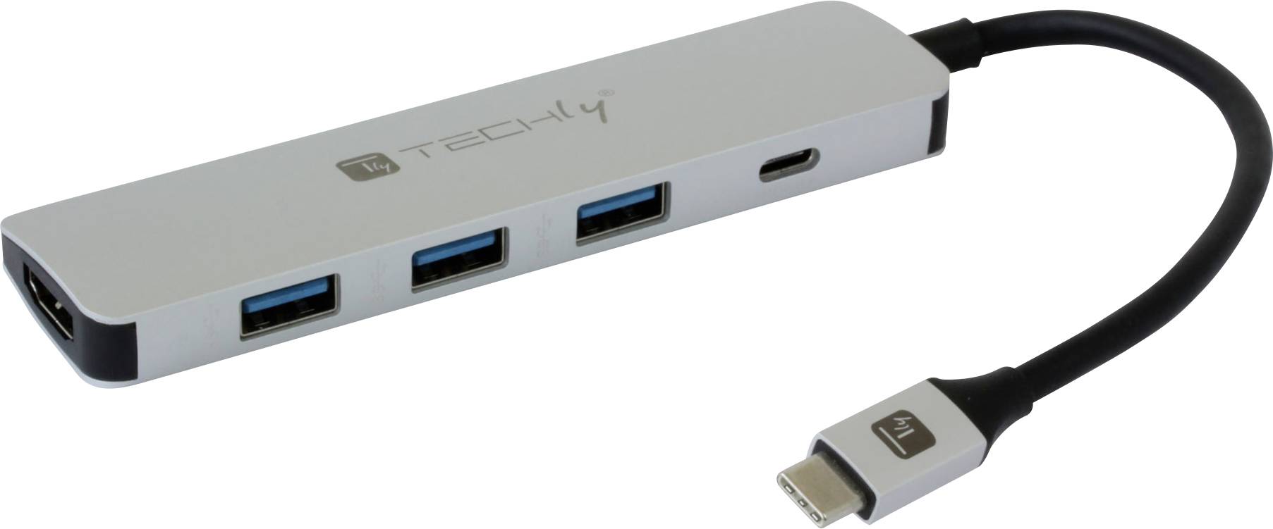 Techly USB 3.1 Konverter Typ-C auf 3x USB3.0,1x HDMI 4K @ 30Hz, 1x Typ-C PD - 0,