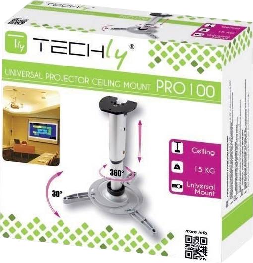 TECHly ICA-PM-102S Beamer-Deckenhalterung Neigbar, Schwenkbar Boden-/Deckenabstand (max.): 370 mm Silber-1