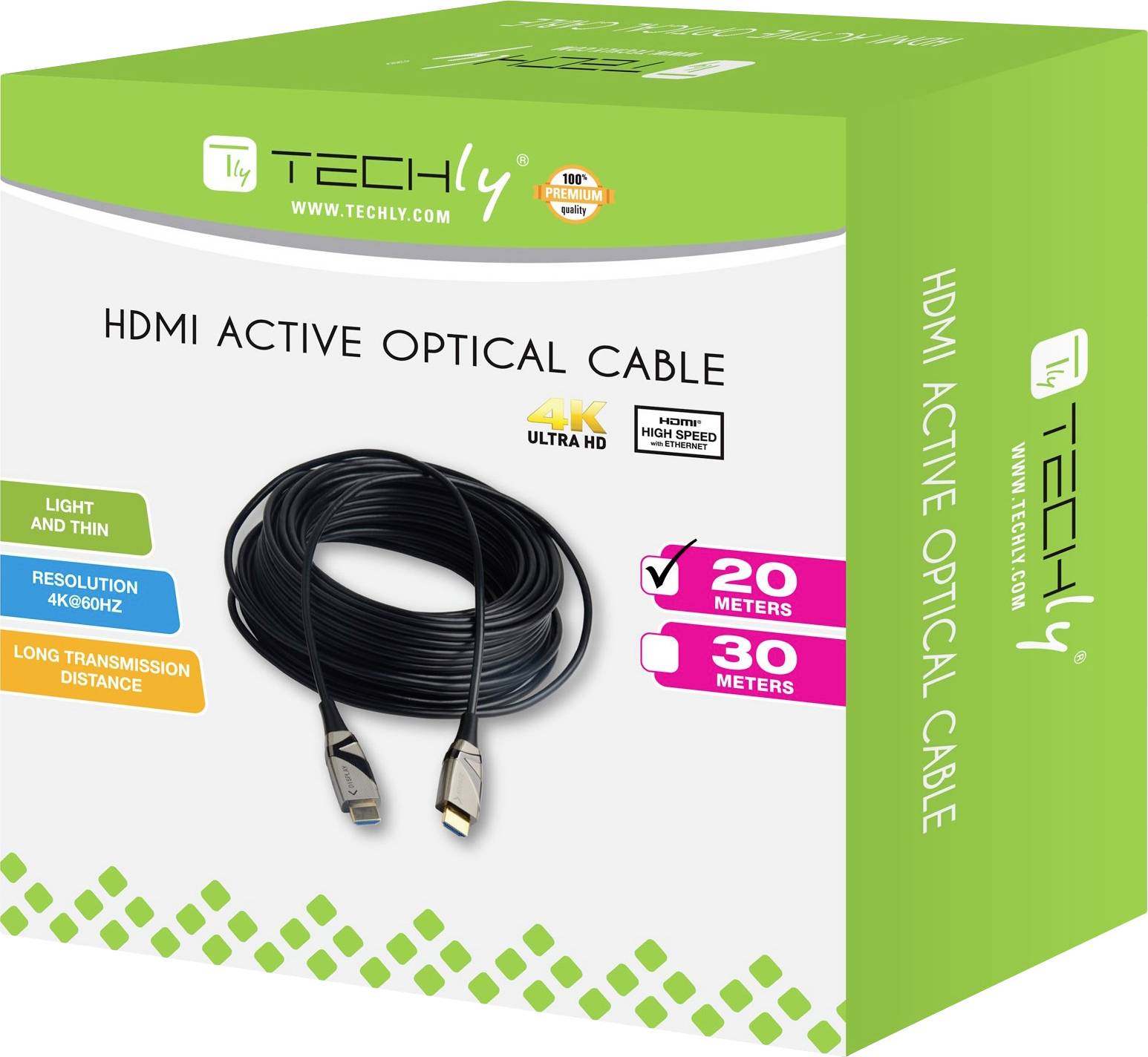 TECHly HDMI Anschlusskabel HDMI-A Stecker 20.00 m Schwarz ICOC-HDMI-HY2-020 HDMI-Kabel-2