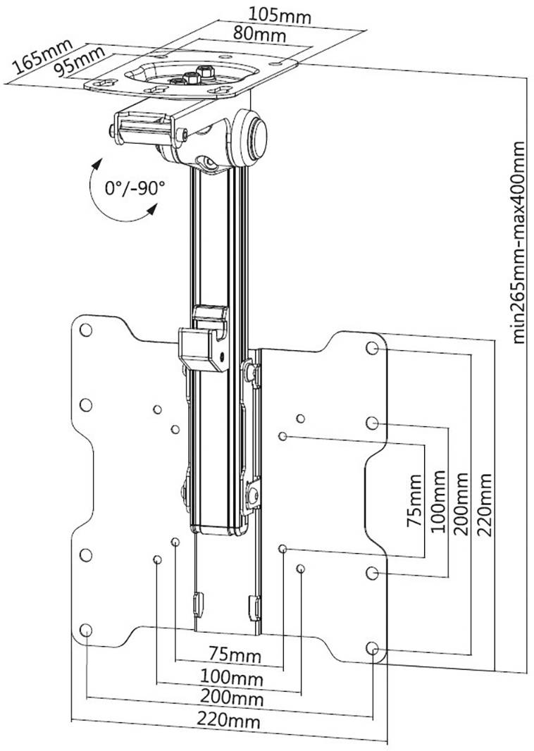 TECHly ICA-CPLB-222 TV-Deckenhalterung 43,2 cm (17") - 94,0 cm (37") Deckenhalter, Höhenverstellbar, Neigbar, Rotierbar-3