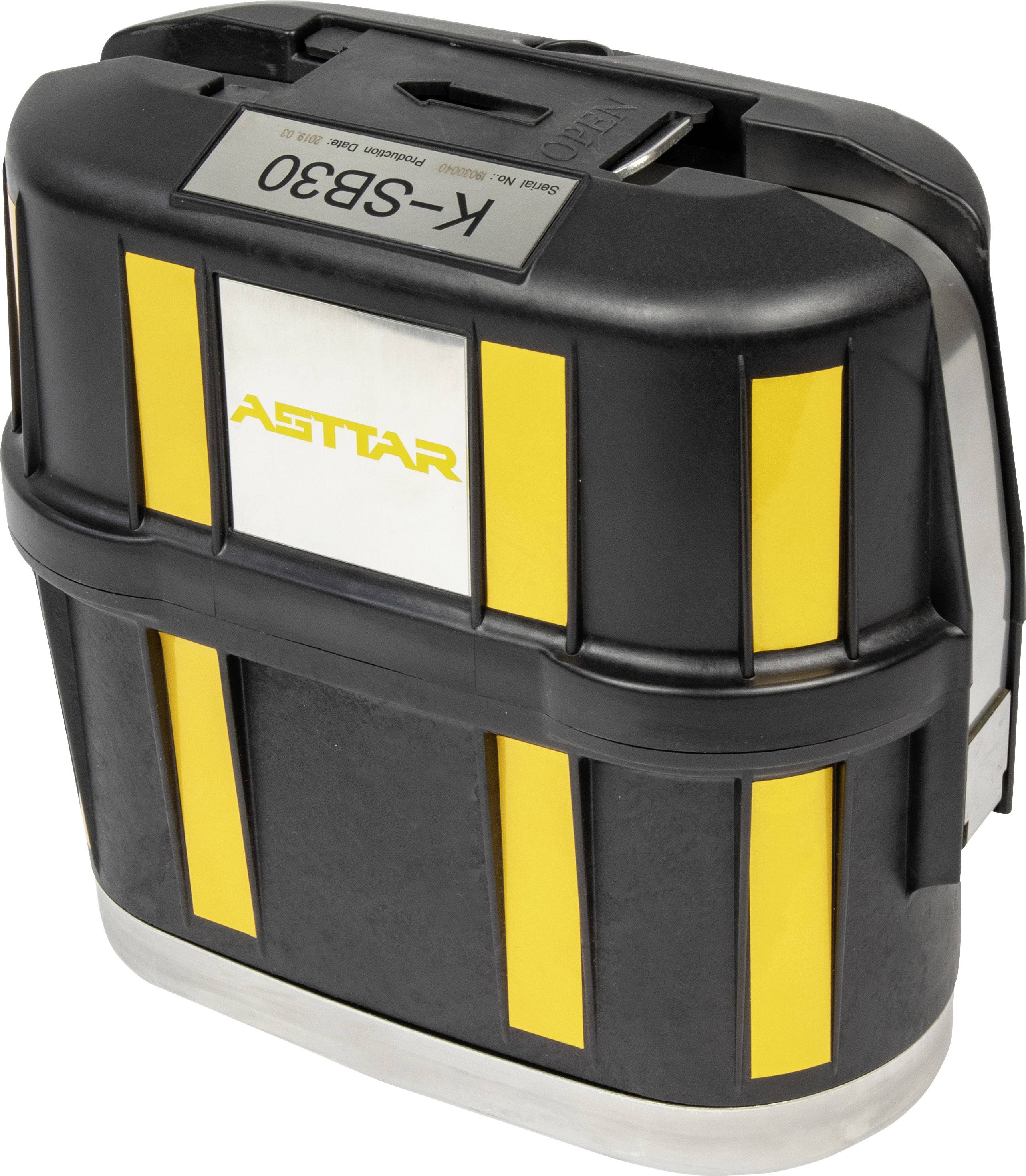 Ein schwarzes und gelbes Gerät mit der Aufschrift 'ASTTAR' und 'K-SB30' oben, wahrscheinlich ein technisches oder industrielles Equipment.