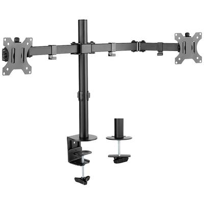 Doppel-Monitorhalterung aus Metall, höhenverstellbar, zur Tischbefestigung. Geeignet für zwei Monitore.