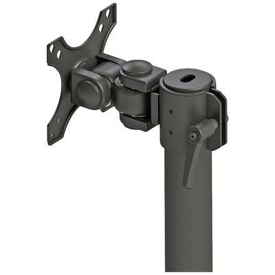 Schwarzer Monitorhalter mit verstellbarem Arm und Befestigungslöchern für die Wandmontage, geeignet für Flachbildschirme.