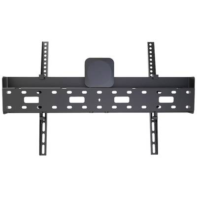 Wandhalterung für Fernseher, schwarz, verstellbar mit mehreren Bohrungen zur Befestigung, geeignet für verschiedene Bildschirmgrößen.