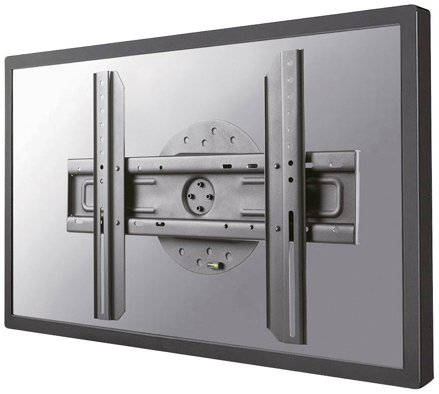 Wandhalterung für einen Flachbildschirm, die verstellbar ist und aus Metall besteht. Sie zeigt Halterungen und Bohrlöcher.