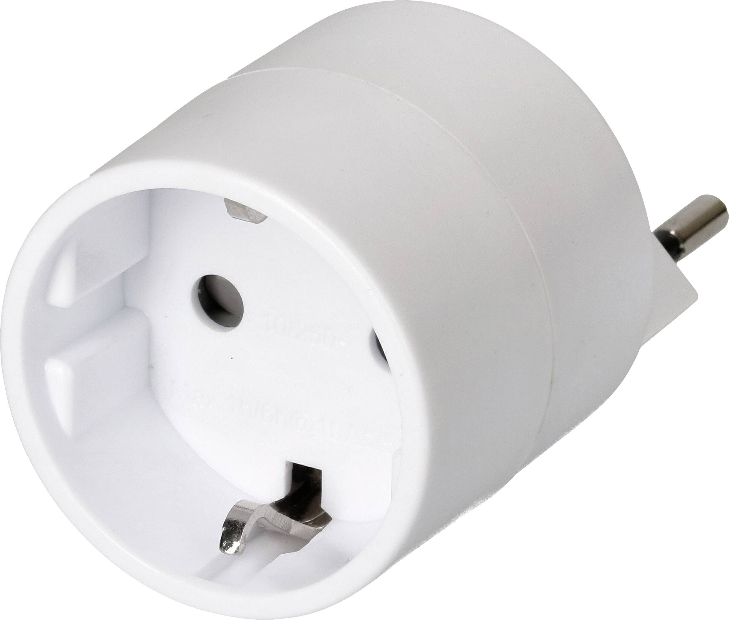 Ein weißer EU-Steckeradapter für Elektrogeräte.