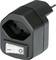 Ein schwarzer Steckdosenadapter mit integriertem Ein-/Aus-Schalter. Der Adapter hat zwei Löcher für Steckerkontakte und ist europäisch genormt.