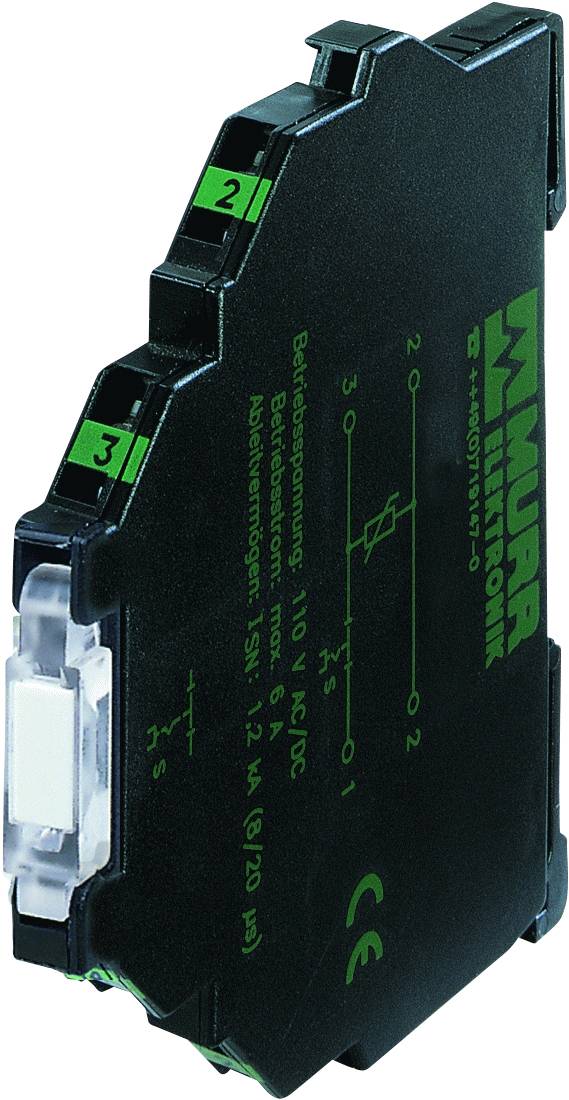 Ein schlankes, schwarzes elektrisches Modul mit grünen Markierungen und weißen Textaufdrucken. Es wird für elektrische Verbindungen genutzt.