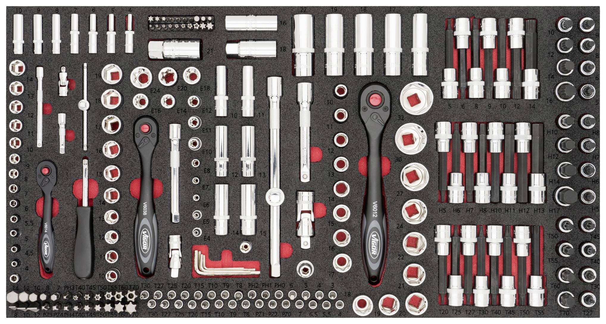 VIGOR Steckschlüssel-Werkzeug-Satz für 1000 XL V4586 Anzahl Werkzeuge: 219 (V4586)