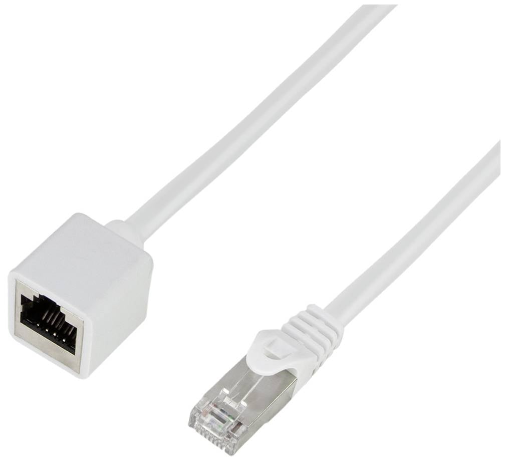 LogiLink CQX031S RJ45 Netzwerkkabel, Patchkabel CAT 6a S/FTP 1.00 m Weiß Flammwidrig, Halogenfrei, Geflechtschirm 1 St.