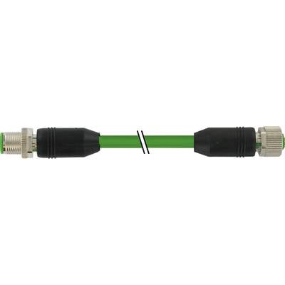 Ein grünes Kabel mit schwarzen und silbernen Anschlüssen auf beiden Enden.