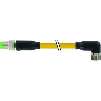 'Ein L-förmiger Adapterkabel mit gelbem Mittelstück und schwarzem Stecker an beiden Enden, einer davon im rechten Winkel.'