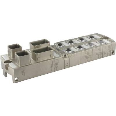 Ein elektronisches Steuergerät mit mehreren Anschlüssen und Beschriftungen, verwendet in industriellen oder technischen Anwendungen.