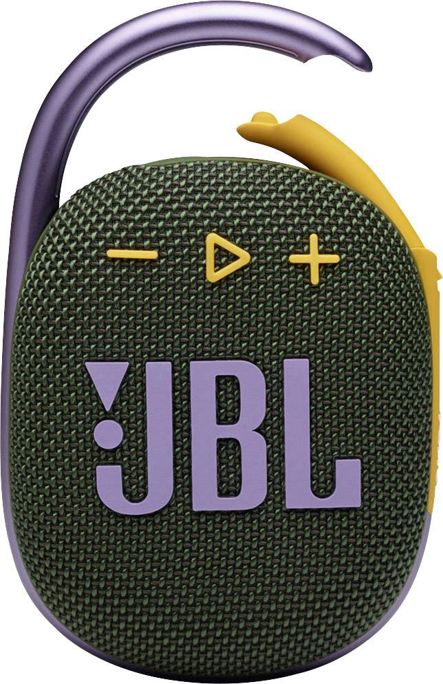 JBL Clip 4 Bluetooth Lautsprecher Wasserfest, Staubfest Oliv, Lila, Gelb