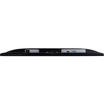 Rückansicht eines Monitors mit Anschlüssen: Strombuchse, USB-Port, HDMI-Anschluss, VGA-Anschluss.