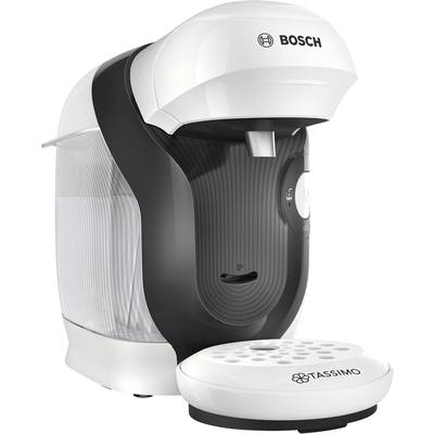 Bosch Haushalt Style TAS1104 Kapselmaschine Weiß, Schwarz One Touch, Höhenverstellbarer Kaffeeauslauf